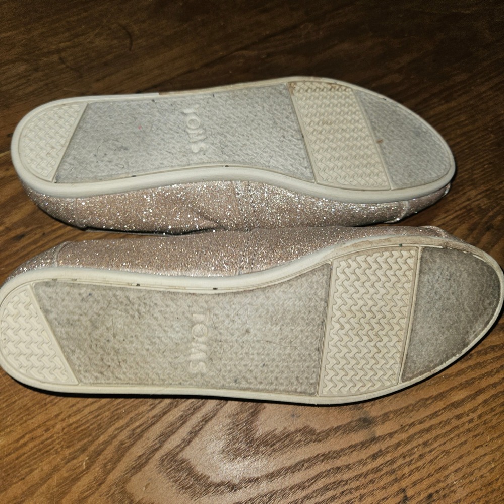 TOMS Womens Classic Alpargata Champagne Gold Glitter Slip On Flats Shoes Size 9 - Picture 2 of 5